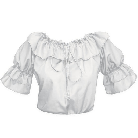 Faux Drawstring Blouse in White
