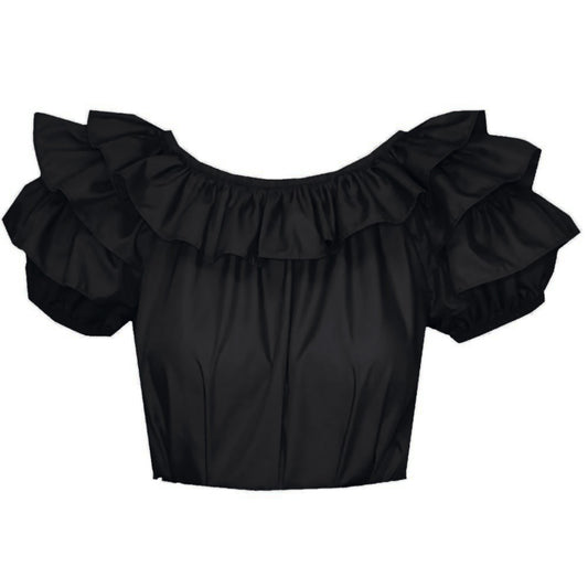 Triple Ruffle Blouse in Black