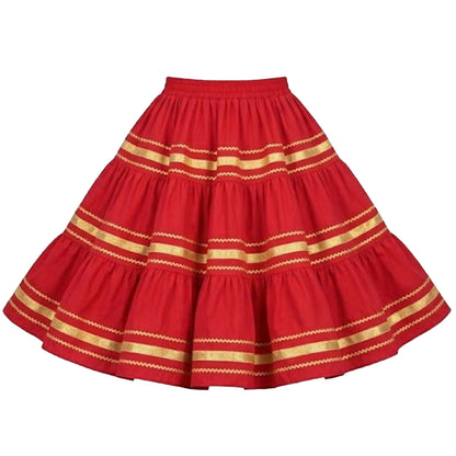 Metallic Square Dance Skirt – Red