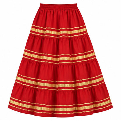 Metallic Prairie Skirt – Red