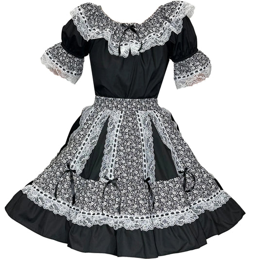 Black Elegant Ruffled Square Dance Outfit