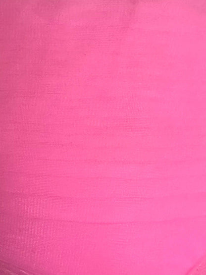 Close-up of a textured pink nylon "Square Up Fashions" Organdy Stiff Petticoat with visible horizontal weave patterns.