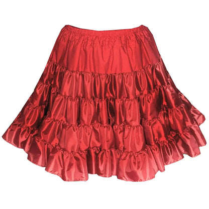 The DISCOUNTED Softer Poly-Liner Petticoat by Square Up Fashions, available in 5 colors, features a tiered ruffle design and comfy elastic waistband—ideal for square dancing and shown here against a white background.
