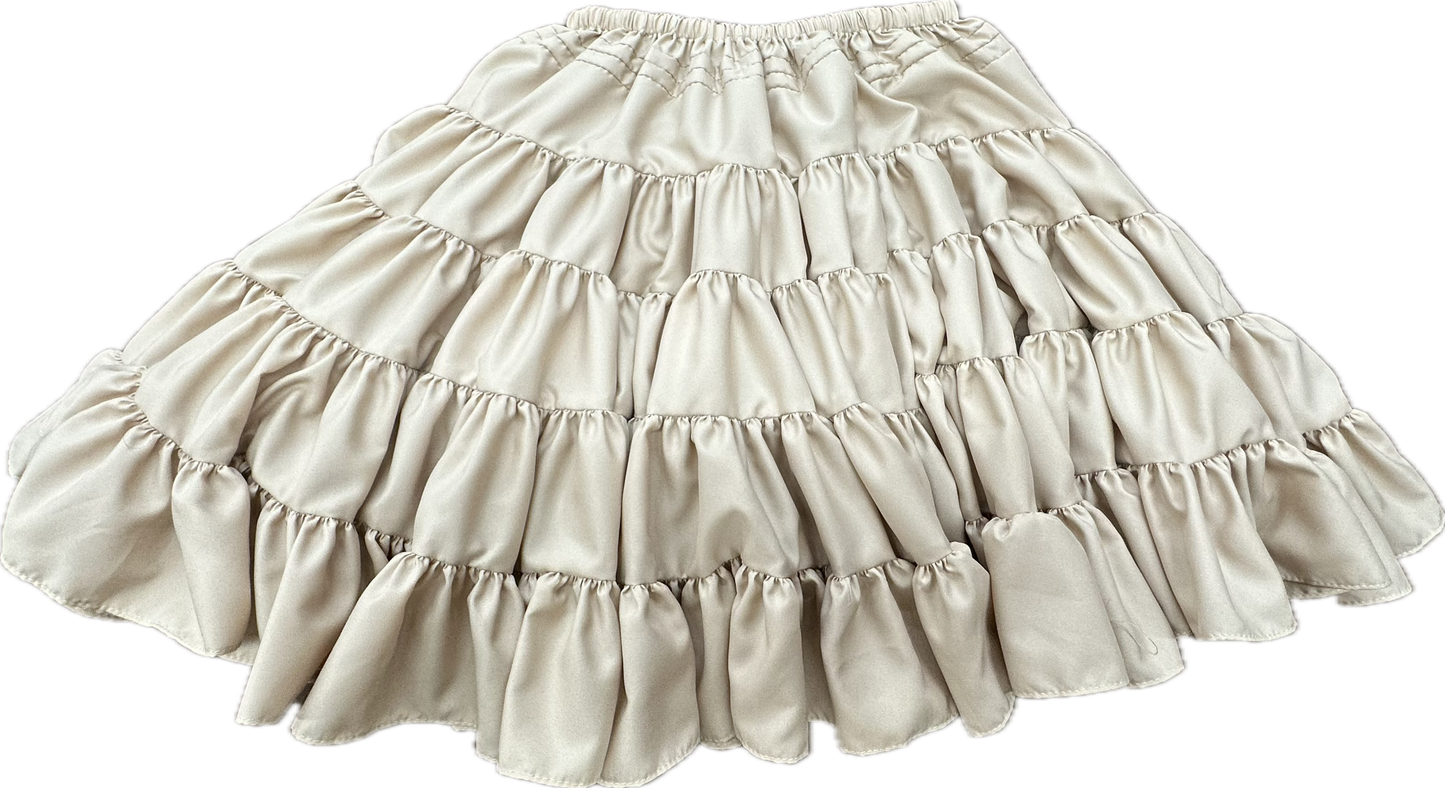 The DISCOUNTED Softer Poly-Liner Petticoat by Square Up Fashions, available in 3 colors, features a multi-tiered ruffle design and elastic waistband—perfect as an adjustable square dance slip for added volume and flair.