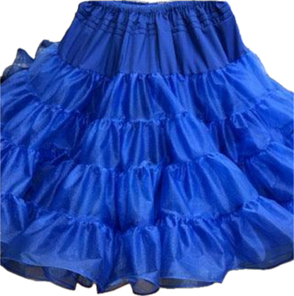 A blue Organdy Stiff Petticoat with ruffles made of fabric by Square Up Fashions.