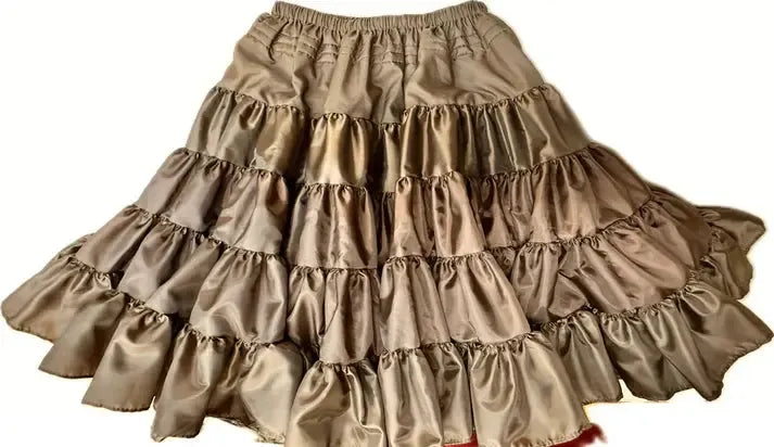 The DISCOUNTED Softer Poly-Liner Petticoat by Square Up Fashions features ruffled tiers and an elastic waist, available in 5 colors. Versatile for square dancing or as a slip, shown on a white background.