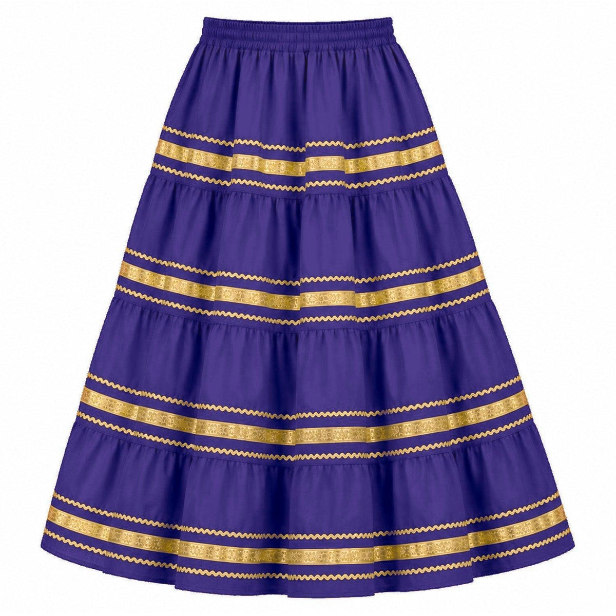 Metallic Prairie Skirt in Purple with Gold Trim