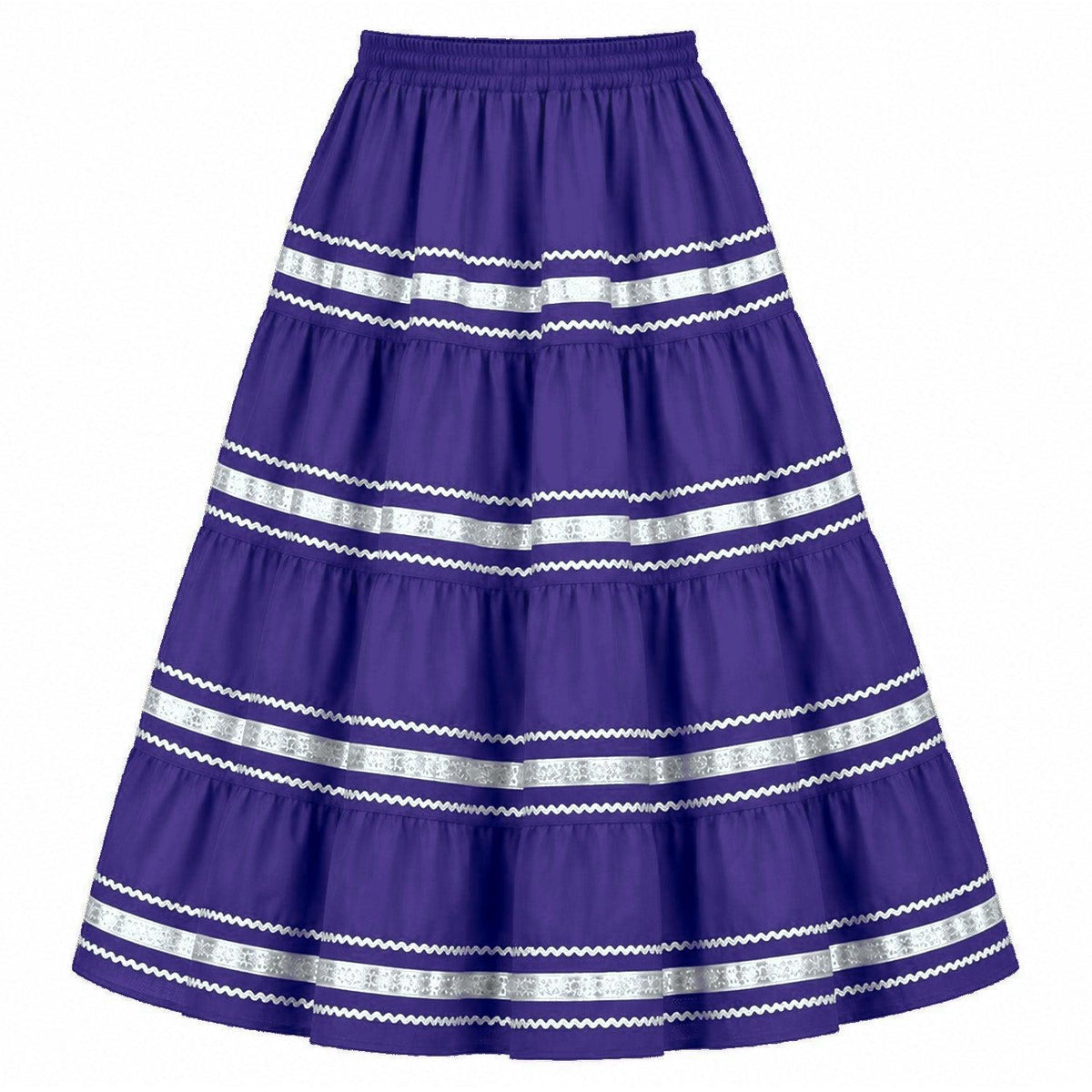 Metallic Prairie Skirt in Purple with Silver Trim