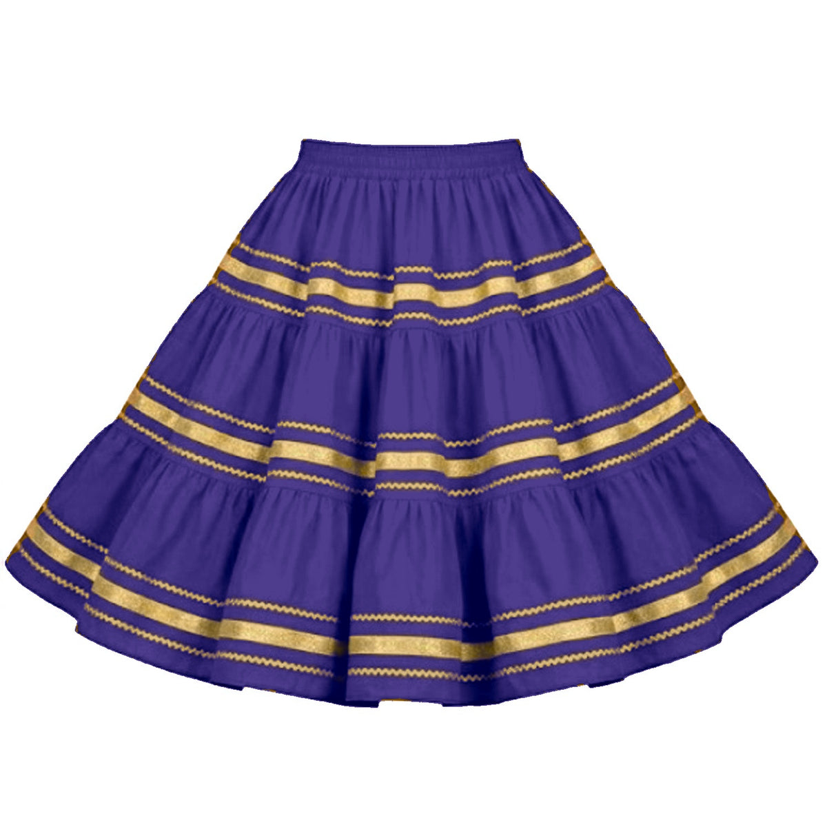 Metallic Square Dance Skirt in Purple with Gold Trim