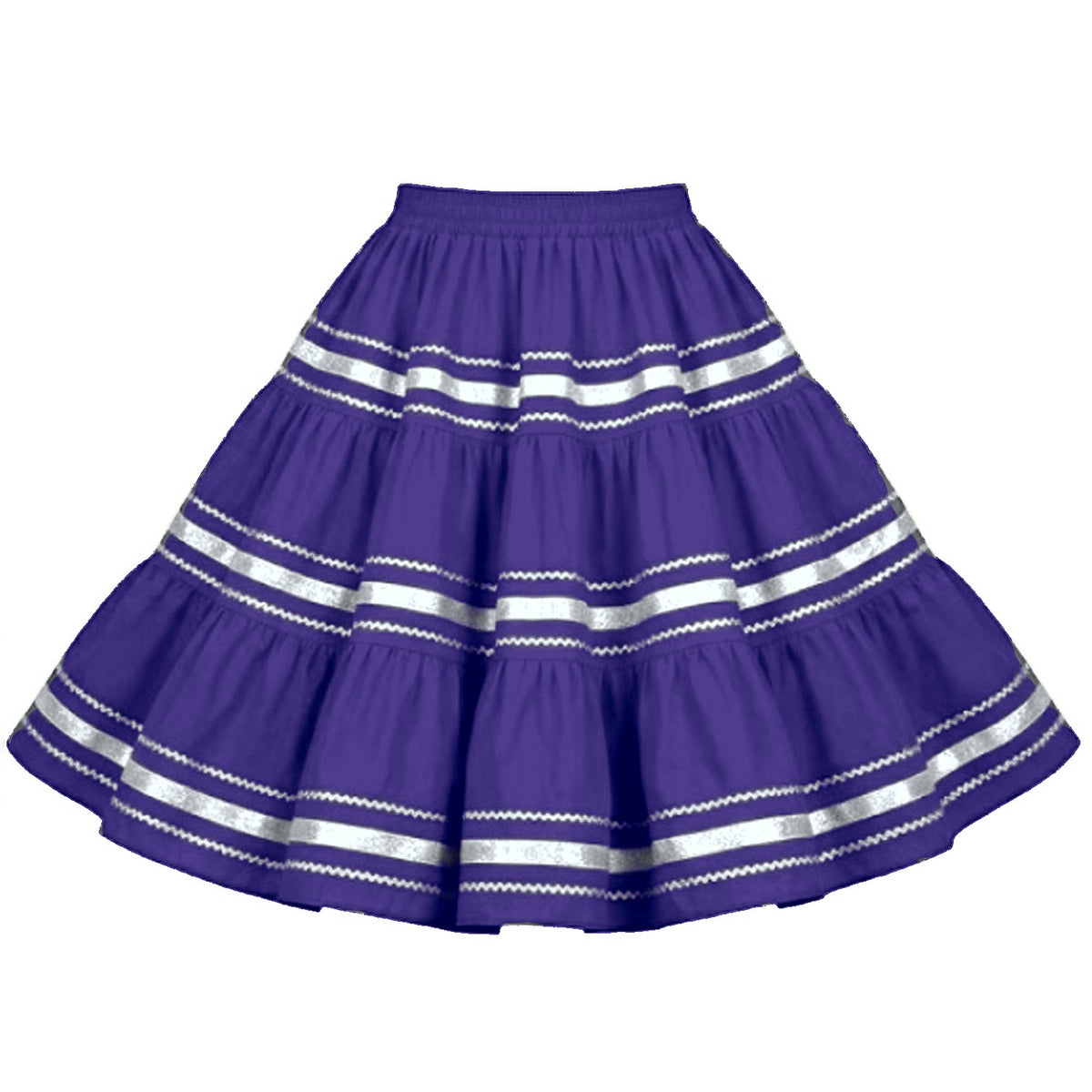 Metallic Square Dance Skirt in Purple with Silver Trim