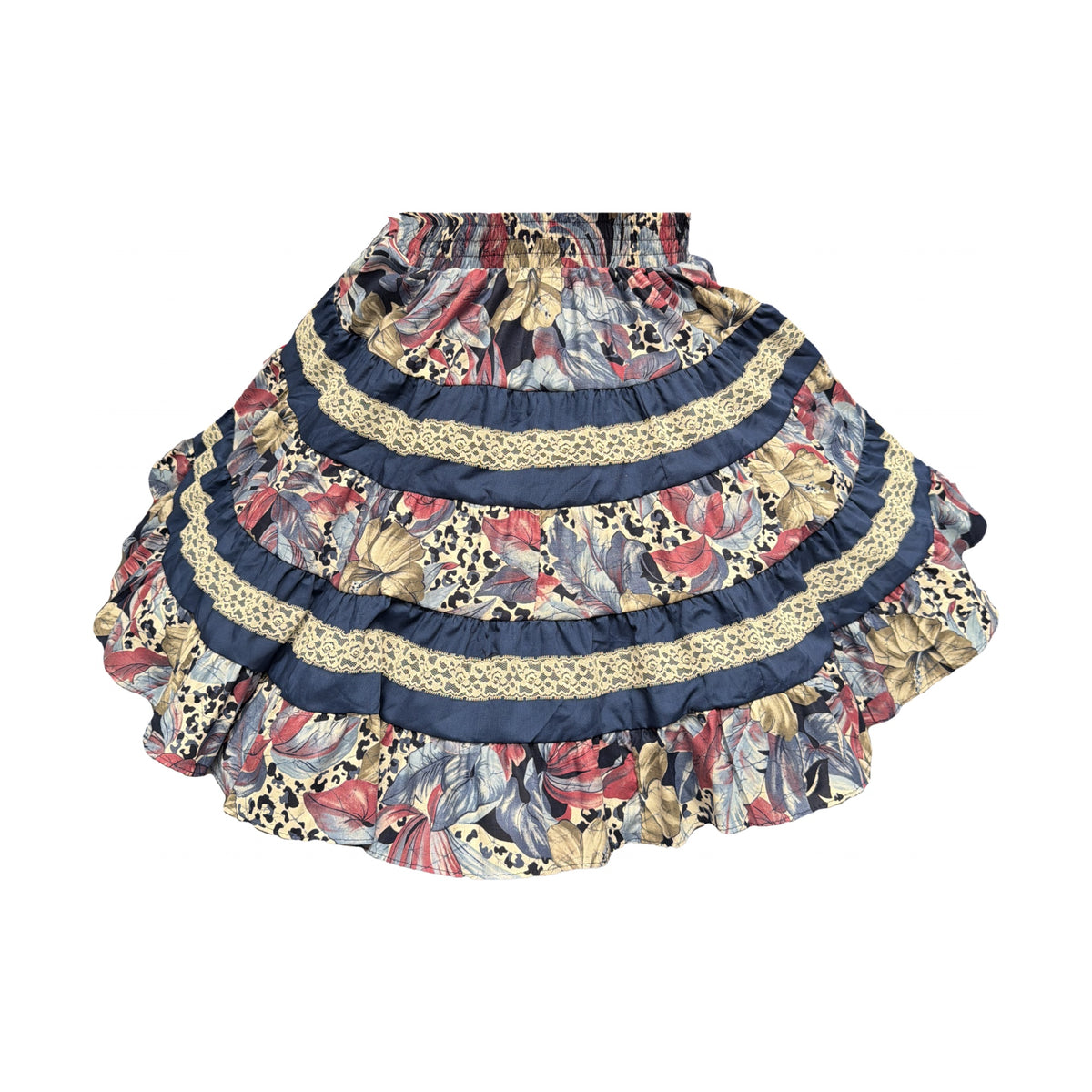 Small Tropical Navy and Beige Five-Tier