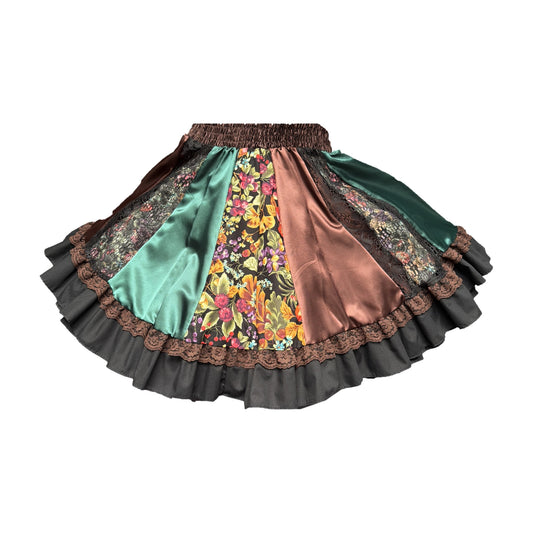 Petite Green, Brown and Floral Gored Skirt