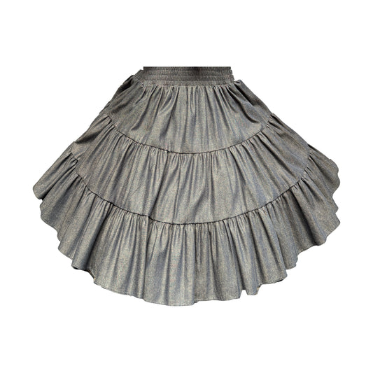 Petite Three-Tiered Navy Blue Denim Skirt