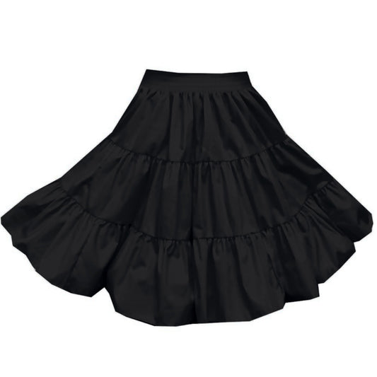 Basic 3 Tier Square Dance Skirt in Black