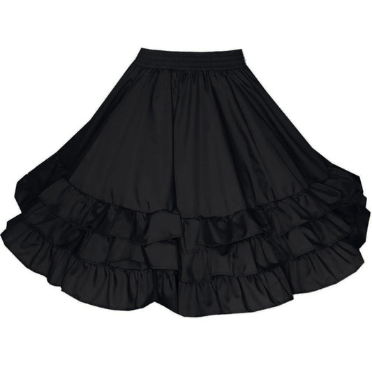 3 Ruffle Square Dance Skirt in Black