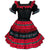 A Kokopelli Size MEDIUM Square Dance Outfit by Square Up Fashions with short puffed sleeves, a square neck blouse, featuring embroidered details, and tiered ruffles for a classic Southwest outfit.