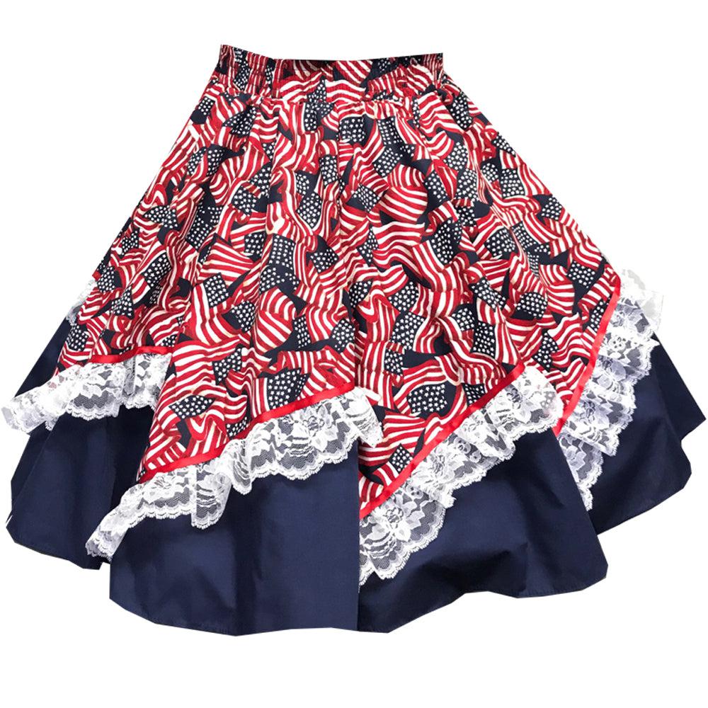 Red, White & Blue Square Dance Skirt, Skirt - Square Up Fashions