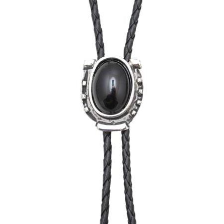 Onyx Antique Silver Bolo Tie, Bolo Ties - Square Up Fashions