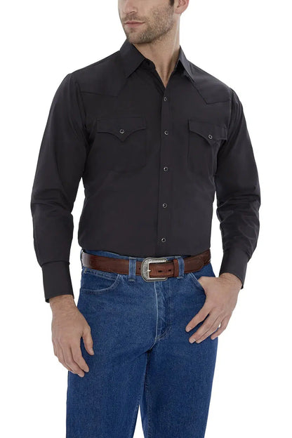 Ely Men's western long sleeve black shirt.