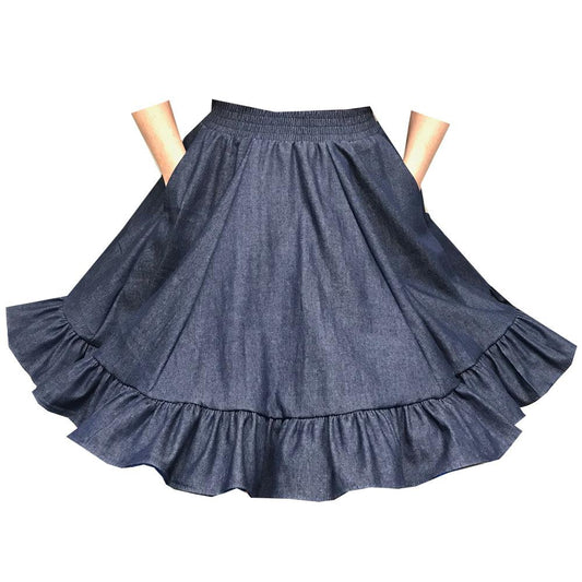 Denim Square Dance Skirt, Skirt - Square Up Fashions