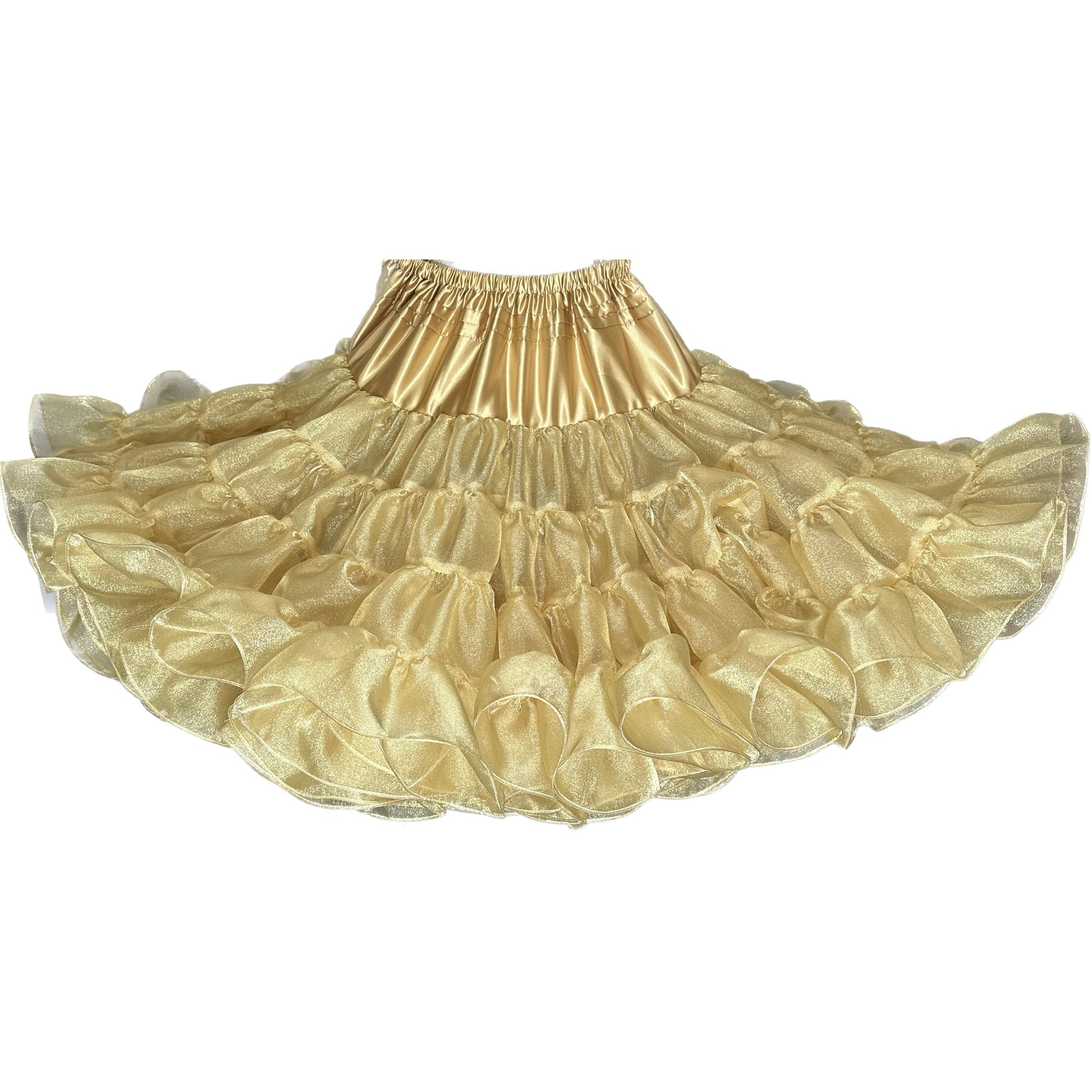 A Square Up Fashions Crystal Petticoat on a white background made of crystal fabric.